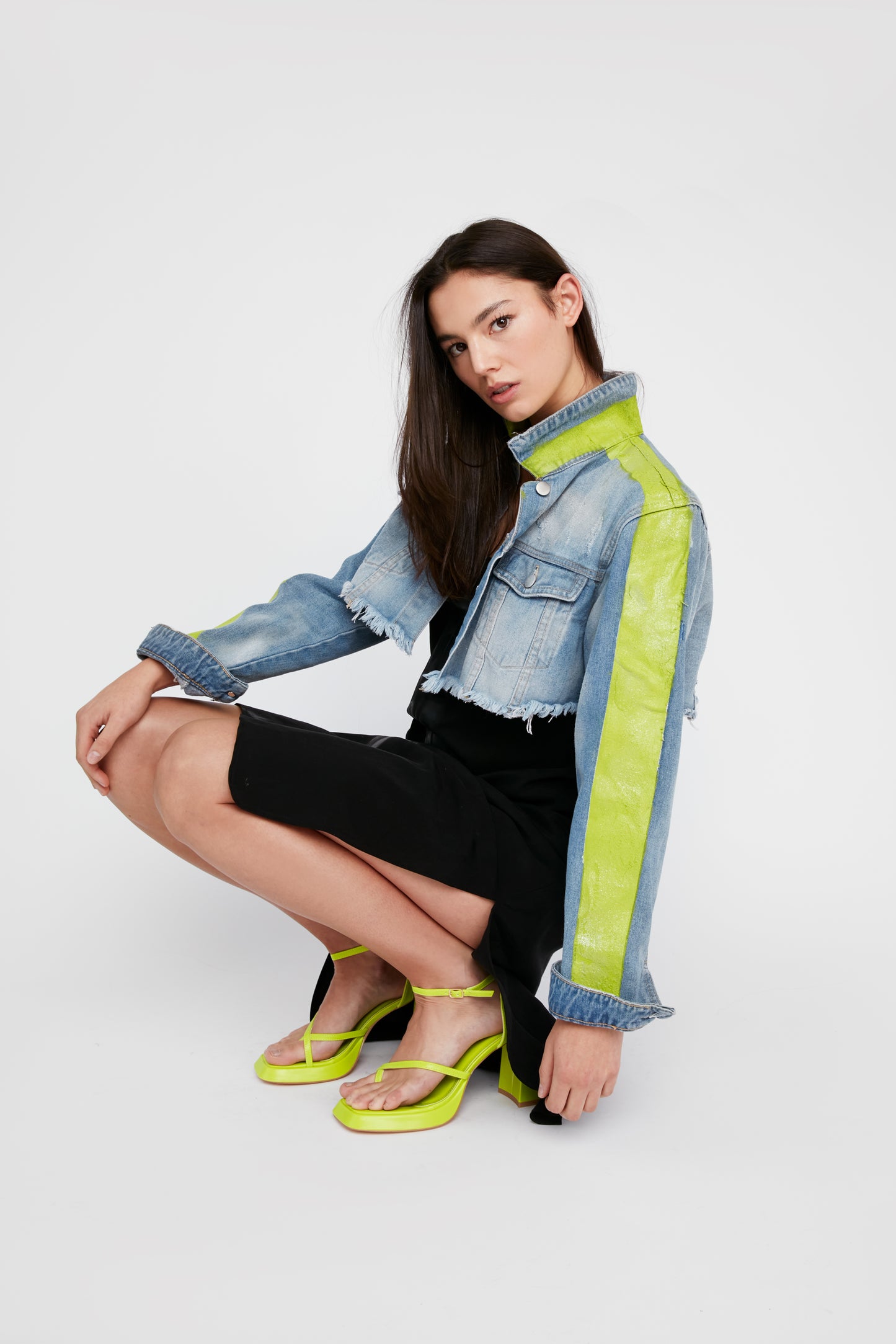 Road to Recovery Neon Striped Denim Jacket