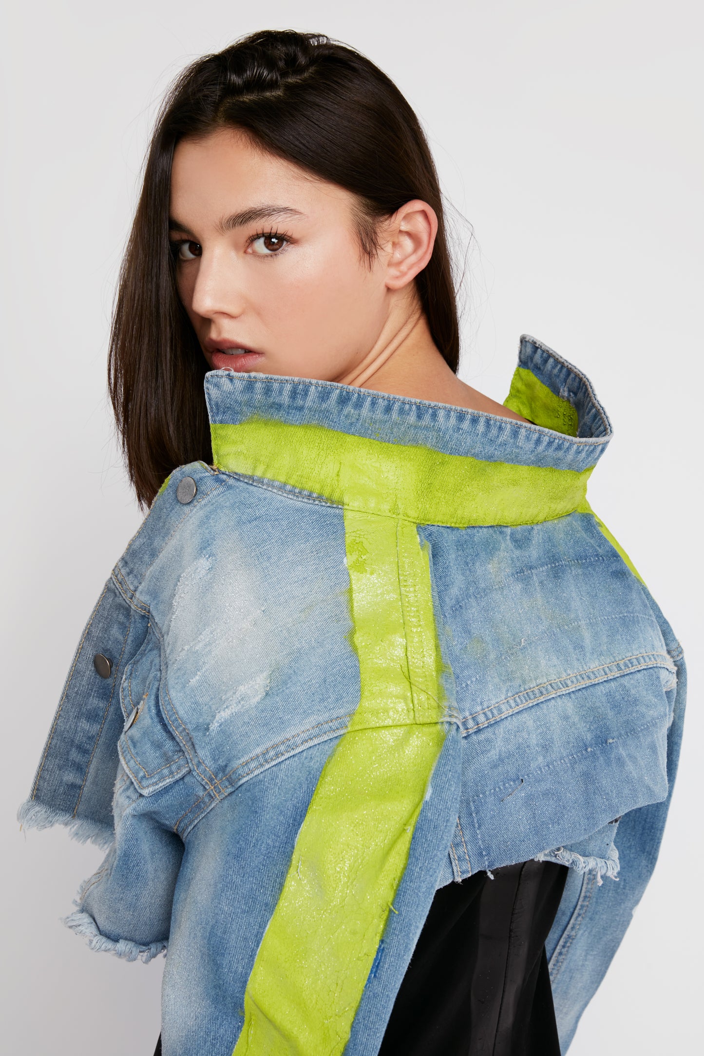 Road to Recovery Neon Striped Denim Jacket