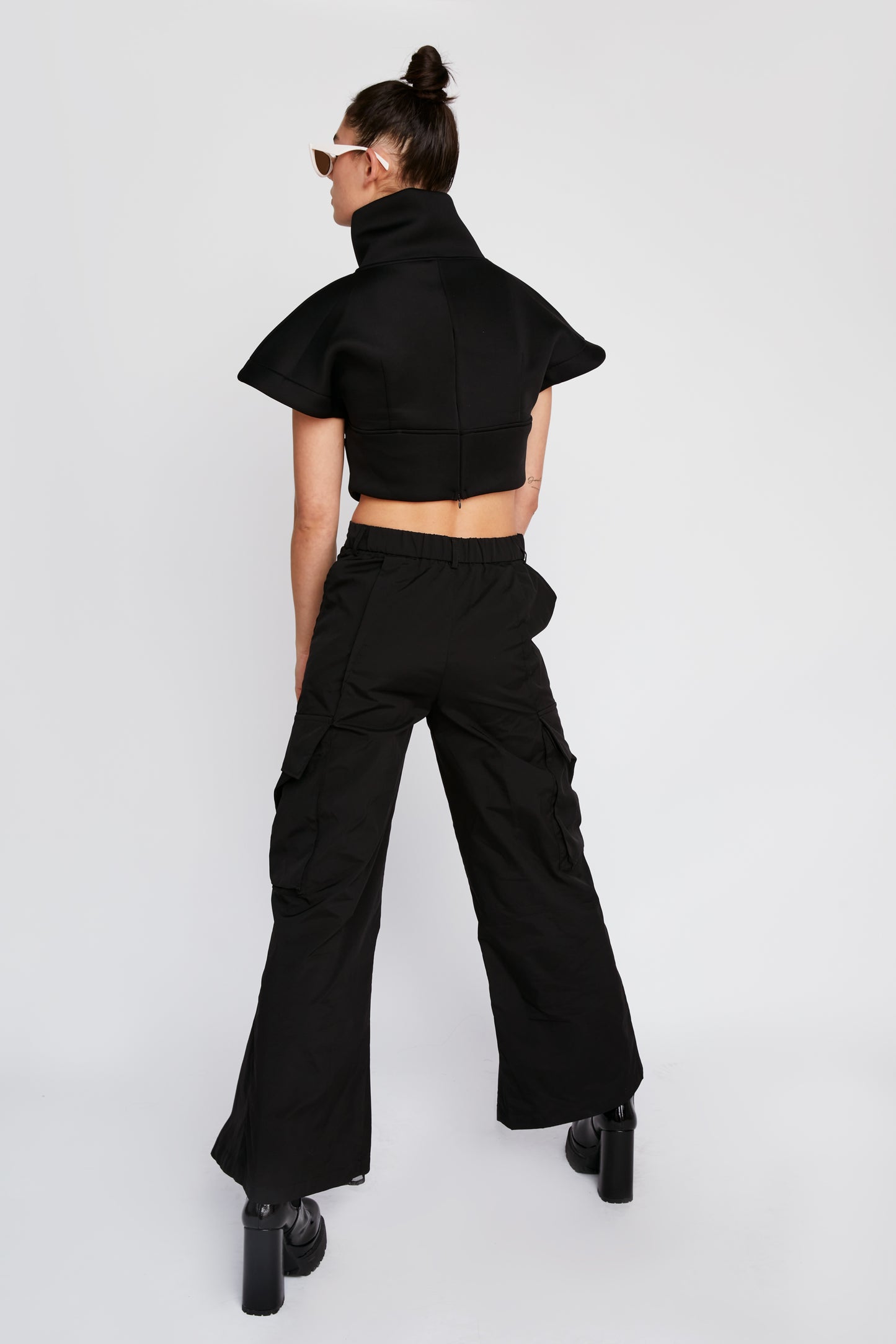 Onyx Black Elevated Cargo Pant with Onyx Orangza Slit